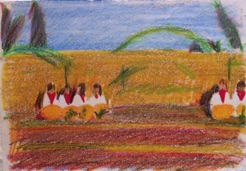 Sitting in a field
crayon